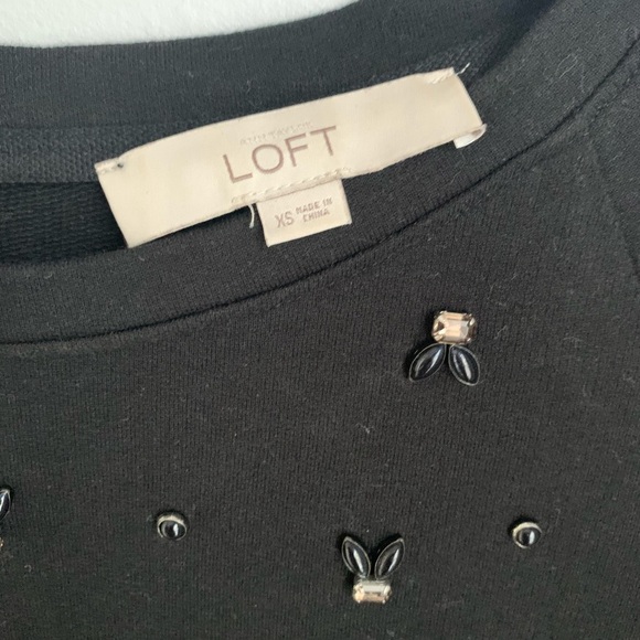 Loft Black T-shirt Dress w/ Embellishments Small - Picture 3 of 4